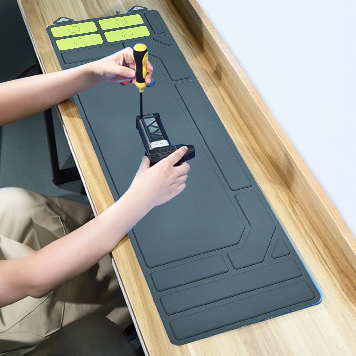 Gun Cleaning Mat 36x10inch with Organizer Parts Tray Anti-Slip Rubberized Workbench Mat Extra Large for Rifle Shotgun Pistol