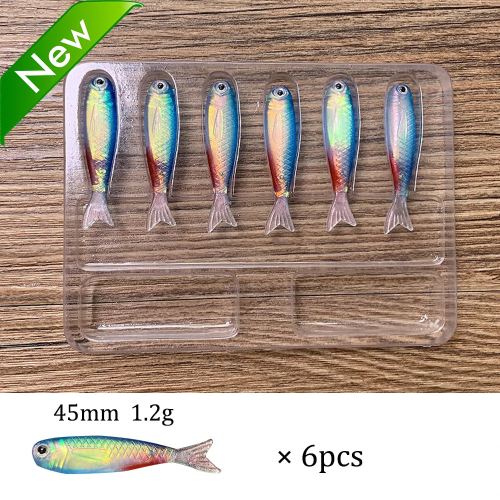 Soft Lures Kit 1.3g 5cm Tail Worm Spinner Jig Hook Crankbait Pesca Gear Tackle 6pcs Bait 10pcs Swimbait Carp Fishing Lure Set