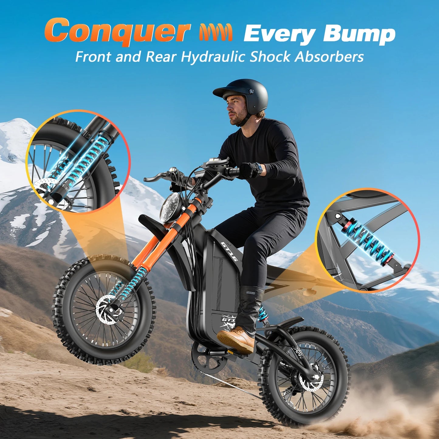 Electric bicycle, full suspension, 48V 25AH, 1500W, 36MPH, 65-mile range, high-end,  LCD screen, all-terrain, US warehouse