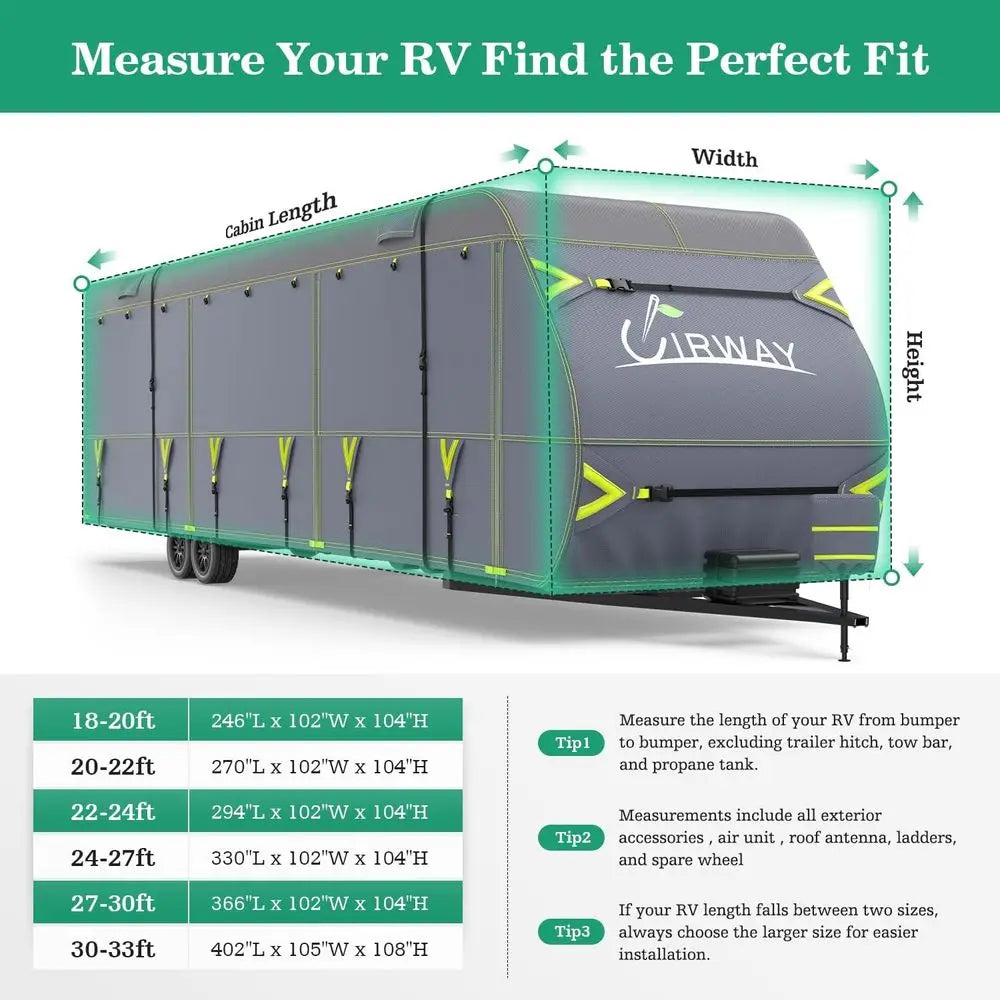 Oxford RV Cover Travel Trailer 27-30ft, Upgraded Waterproof Camper Cover for Toy Hauler, Windproof Rip-Stop Heavy Duty RV Winter
