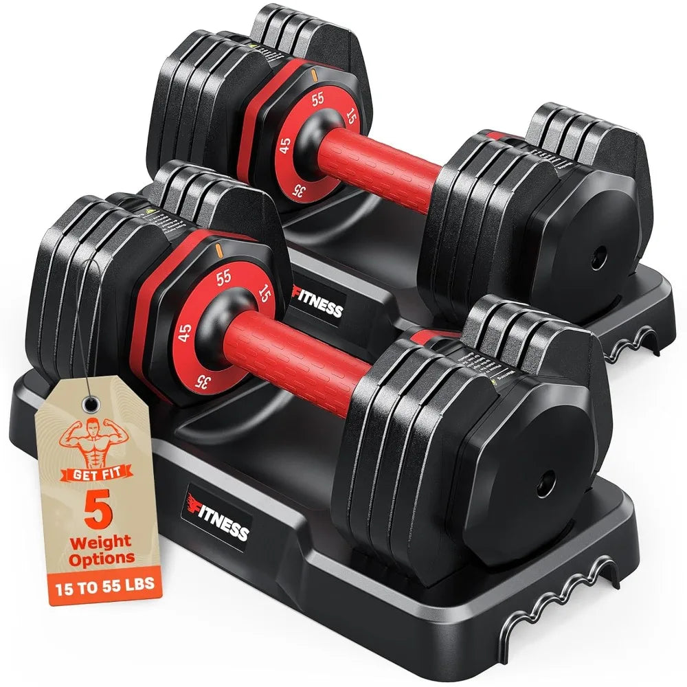 Adjustable Dumbbells Set of 2, 1 Hand Adjustable Weights Dumbbells Set, 5 in 1/10 in 1 Free Dumbbell with Anti-Slip, Customized