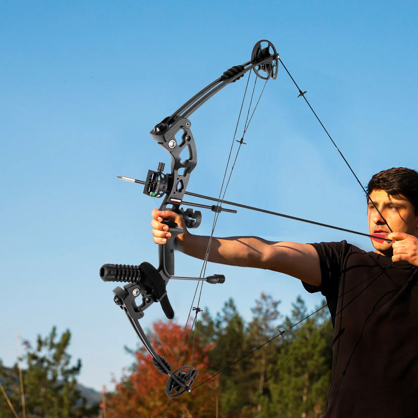 Right Handed Compound Bow Kit Adults and Teens Compound Bow Archery Hunting Equipment with 12 Arrows 30-60lbs Adjustable