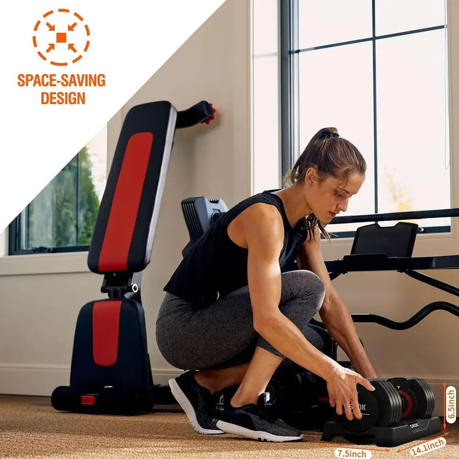 Adjustable Dumbbells Set, 55LB Adjustable Dumbbell Weight Set for Men and Women with AntiSlip Fast Adjust Weight by Customizable