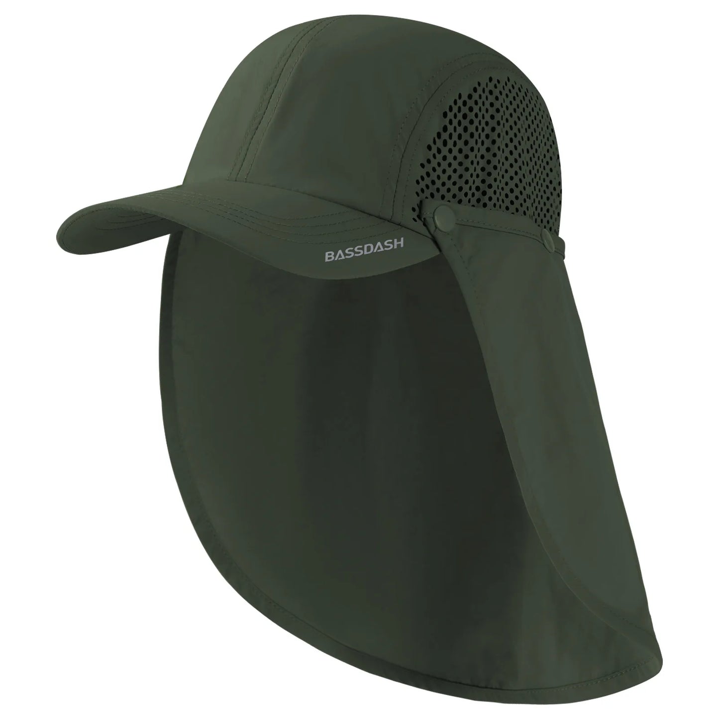 BASSDASH UPF 50+ Foldable Fishing Hat Baseball Cap with Removable Neck Flap Portable for Men Women Golf Hiking