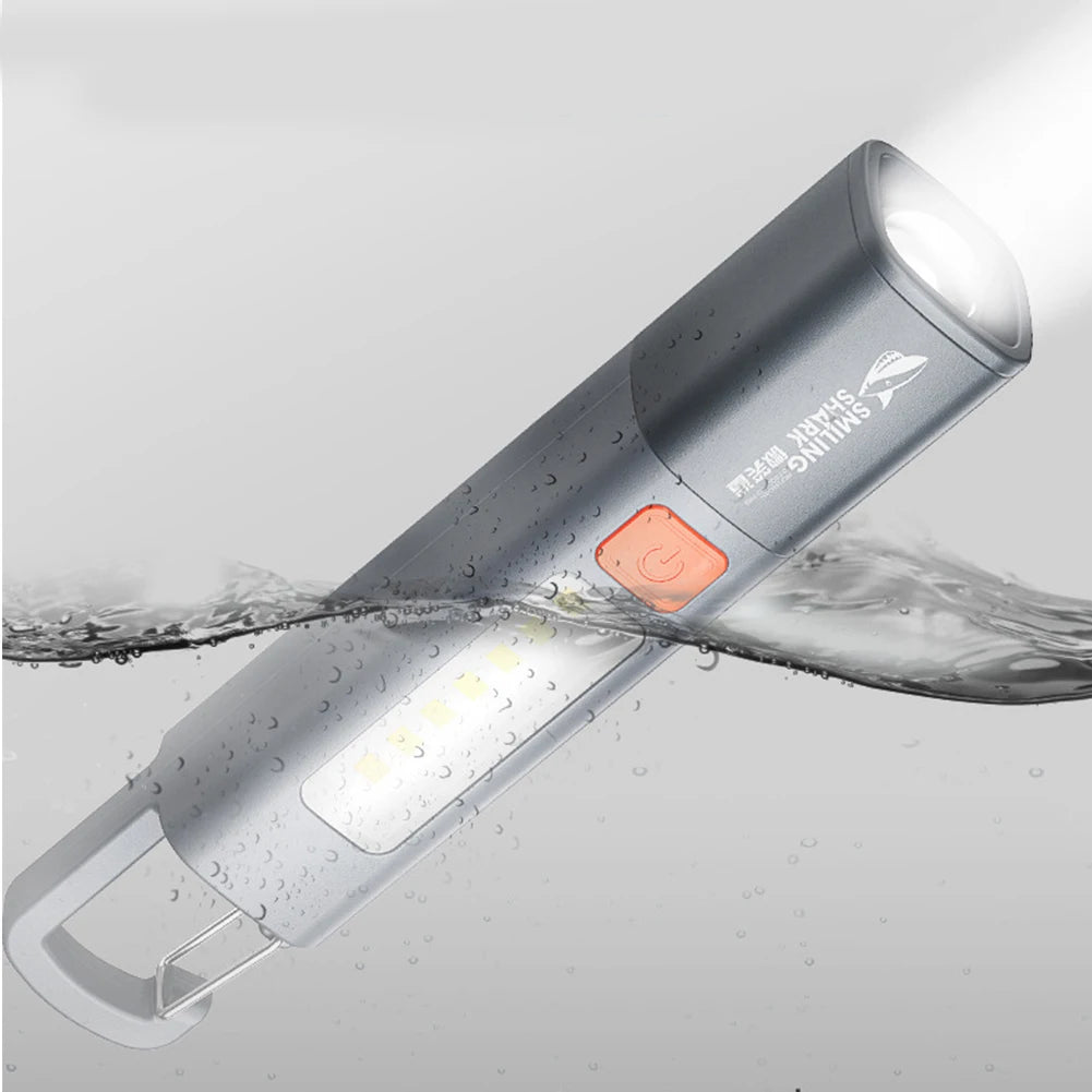 LED Camping Flashlight Telescopic Zoomable Flashlight Type C USB Rechargeable Portable Handheld Light 300LM for Hiking Climbing