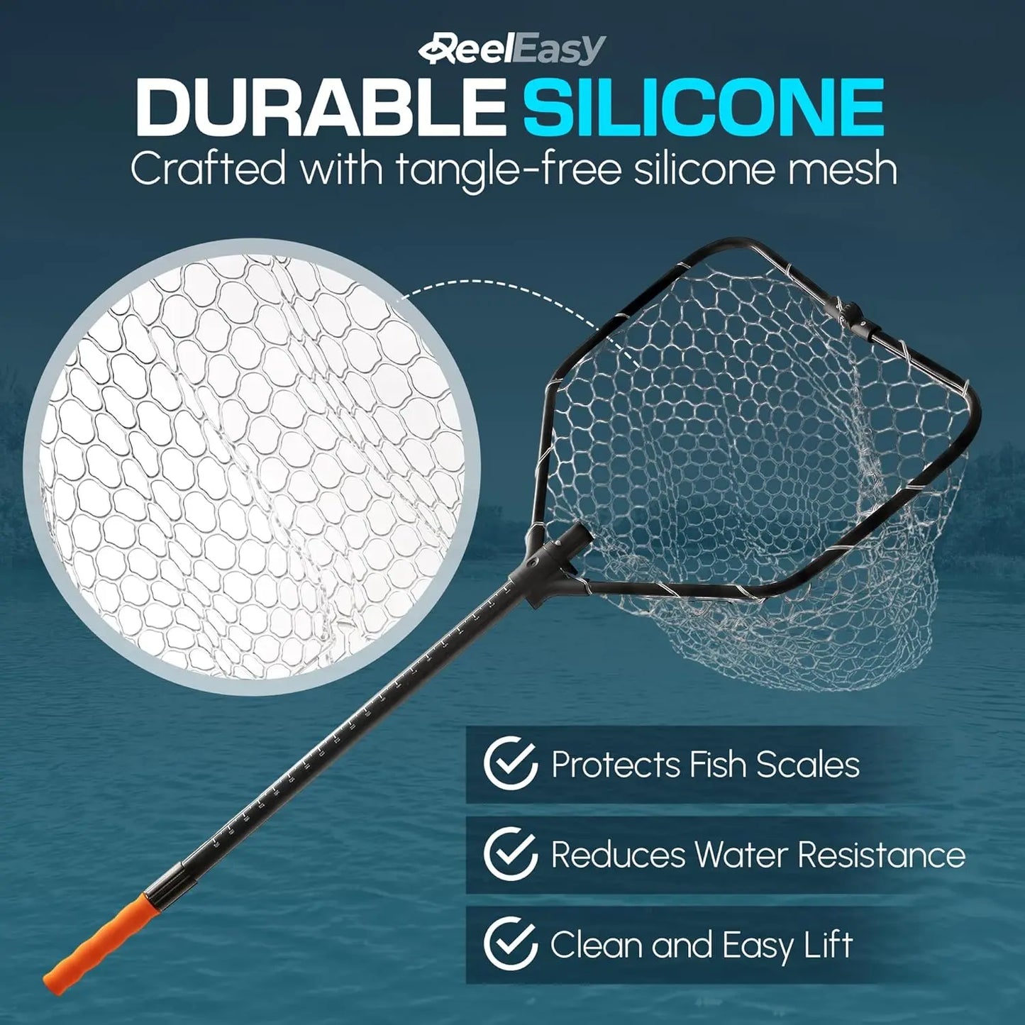Large Fishing Net with Extendable Handle, Foldable & Lightweight for Freshwater, Saltwater, Beach Fishing
