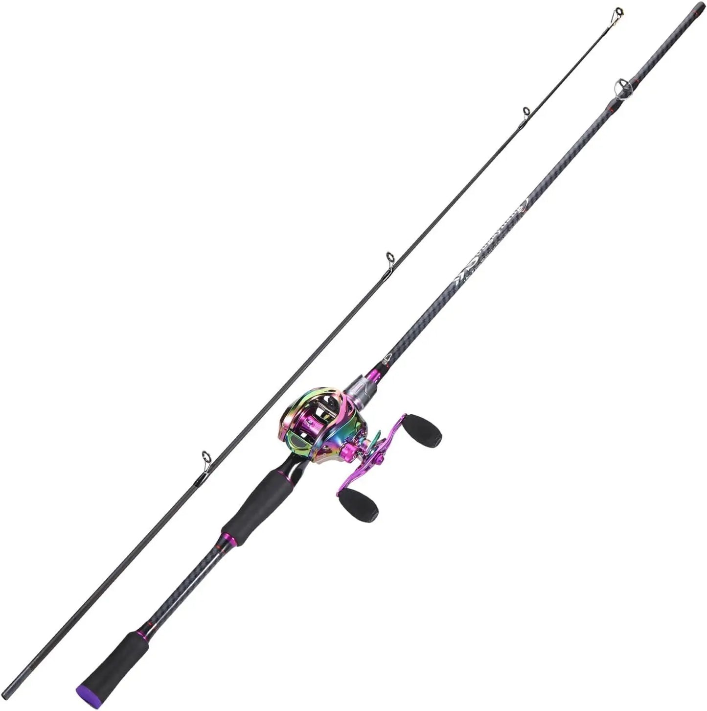 2-Piece Carbon & Glass Fiber Baitcasting Fishing Combo with Reel, 6'0" Rod for Casting