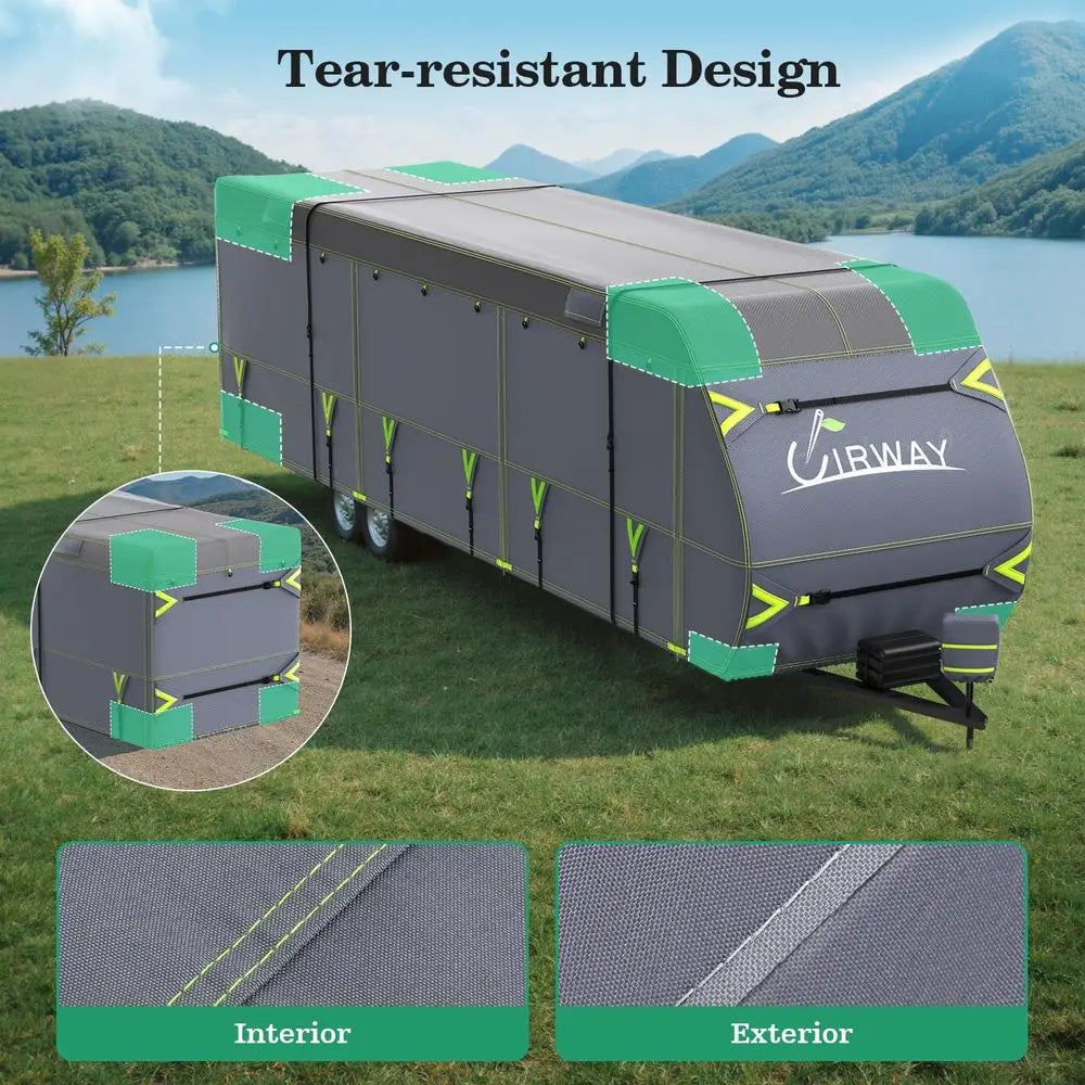 Oxford RV Cover Travel Trailer 27-30ft, Upgraded Waterproof Camper Cover for Toy Hauler, Windproof Rip-Stop Heavy Duty RV Winter