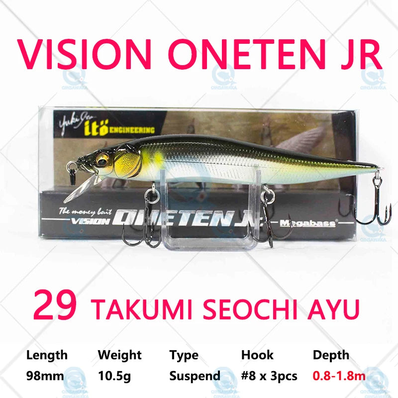 JAPAN Megabass VISION ONETEN Jr. 98mm 10.5g Suspend BASS Fishing LURE Bait MINNOW Jerkbait Dynamic Saltwater Sea Tackle Magnetic
