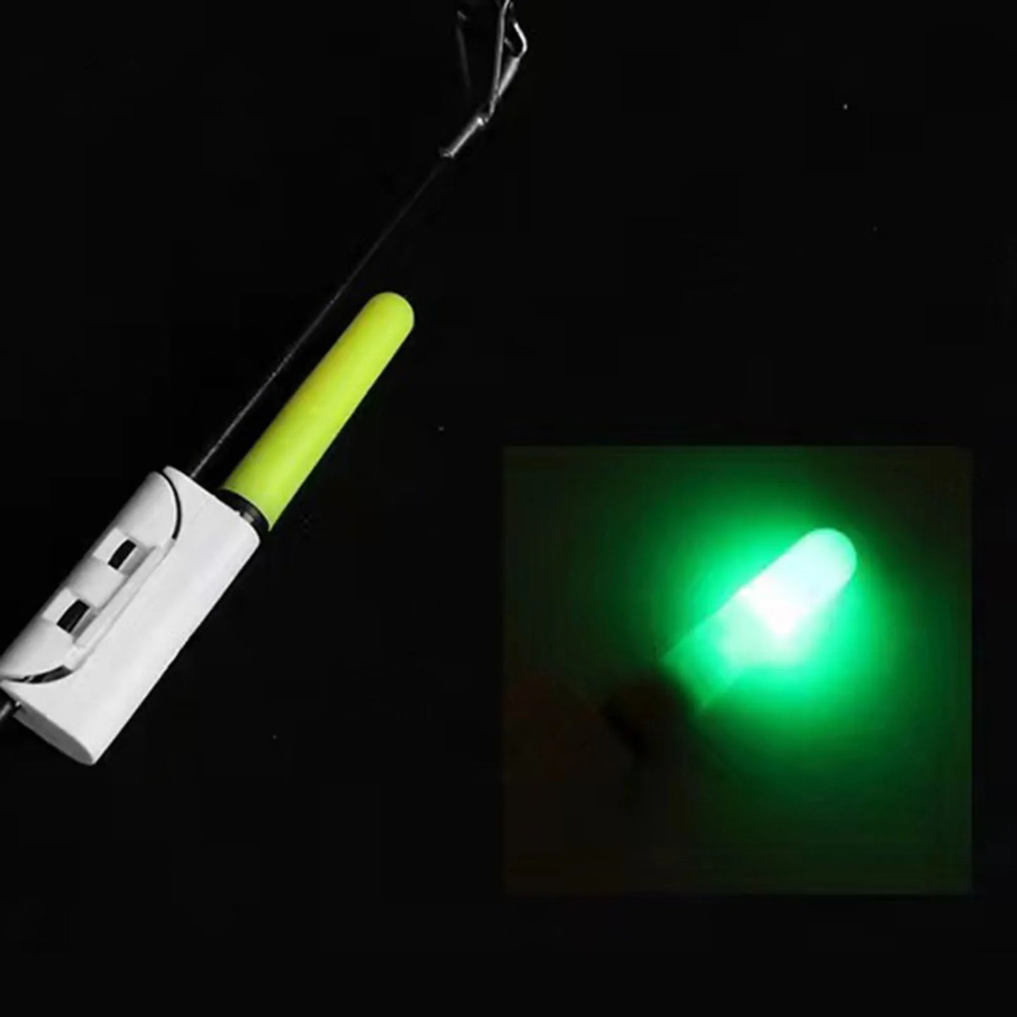 Electronic Fishing Rod Tip Light ABS Hook Bite Alert with Flashing Red Green Lights 2 Lights 5 Batteries for Night Fishing