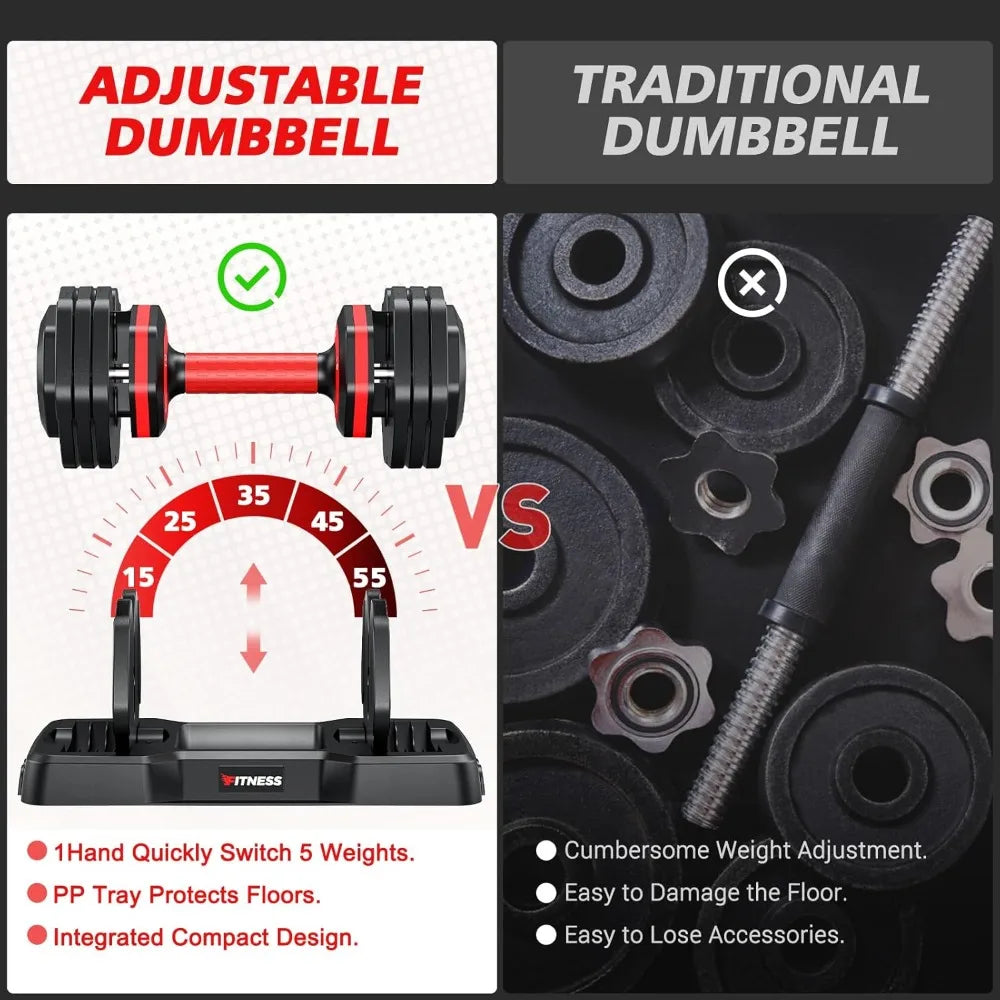 Adjustable Dumbbells Set of 2, 1 Hand Adjustable Weights Dumbbells Set, 5 in 1/10 in 1 Free Dumbbell with Anti-Slip, Customized