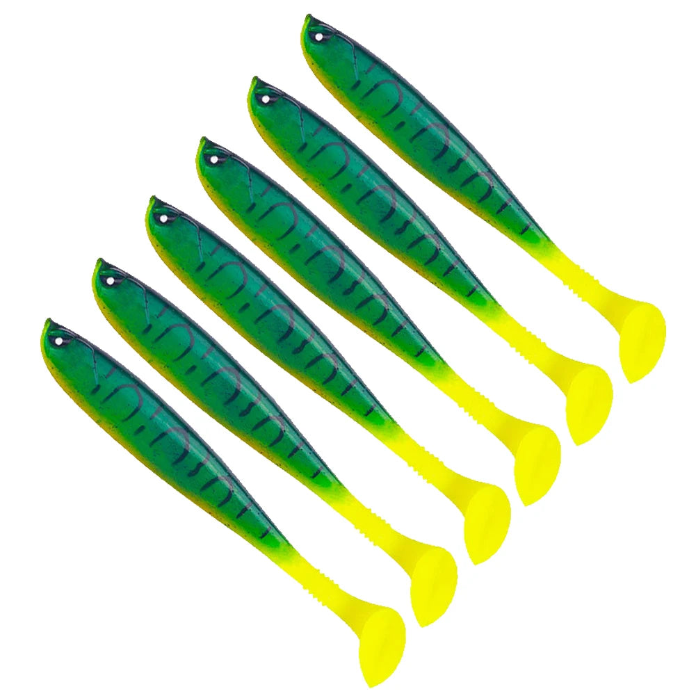 6Pcs Artificial Soft Bait 9cm Fishing Lure Minnow Multifunctional Fishing Bass Carp Lure for Saltwater Freshwater