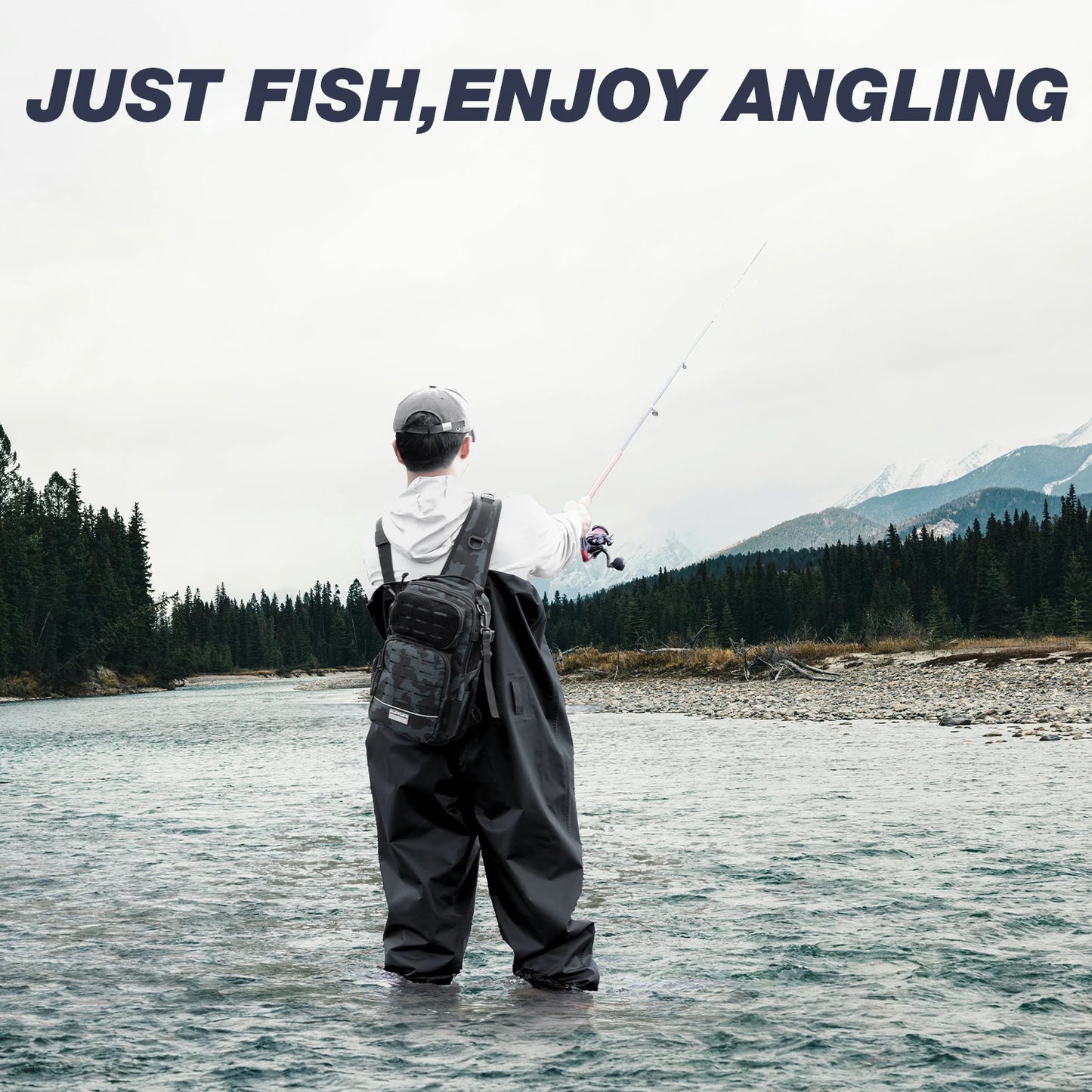 Fishing Backpack Tackle Sling Bag -Lightweight Sling Tackle Storage Bag- Fishing Backpack with Rod Holder gifts