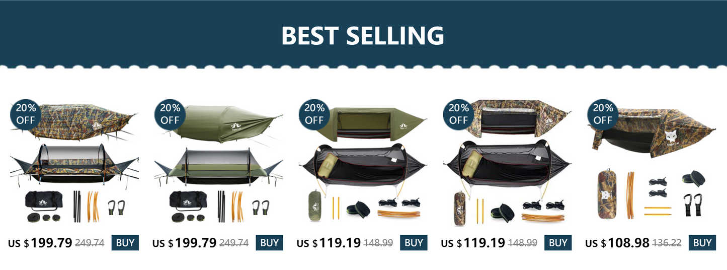 Night Cat Flat Lay Hammock Tent with Mosquito Net Waterproof Rainfly Storage Room