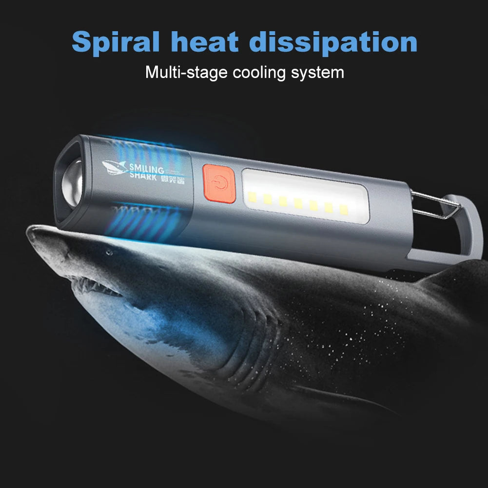 LED Camping Flashlight Telescopic Zoomable Flashlight Type C USB Rechargeable Portable Handheld Light 300LM for Hiking Climbing