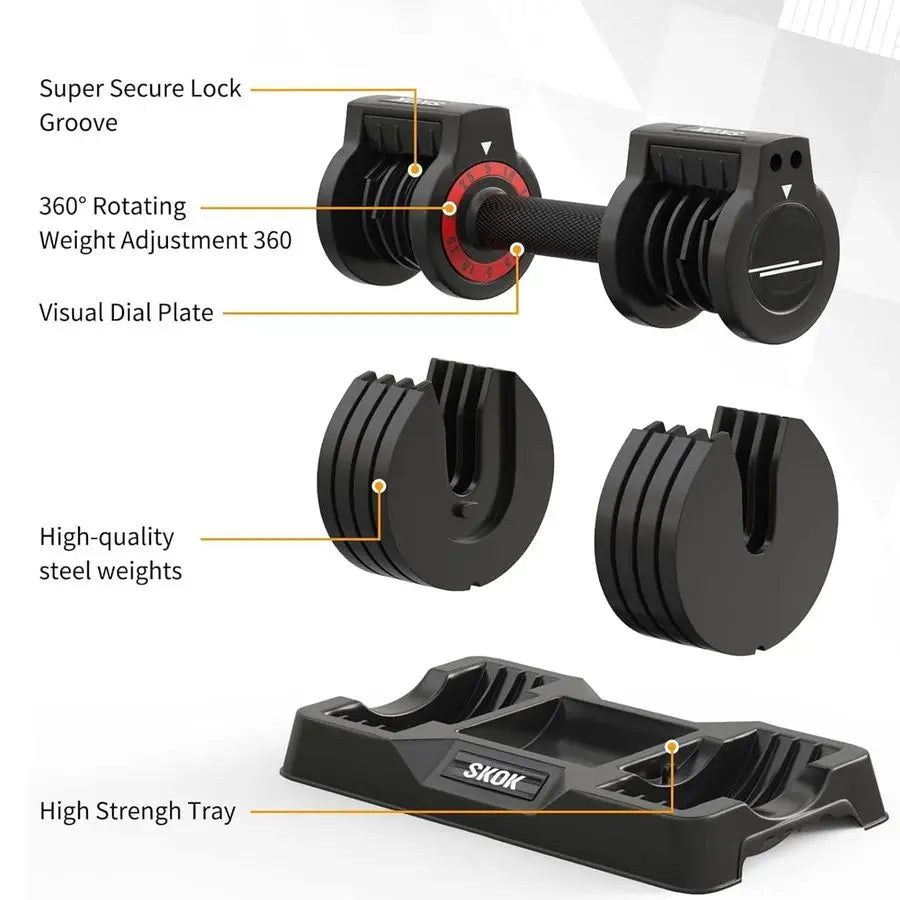 Adjustable Dumbbells Set, 55LB Adjustable Dumbbell Weight Set for Men and Women with AntiSlip Fast Adjust Weight by Customizable