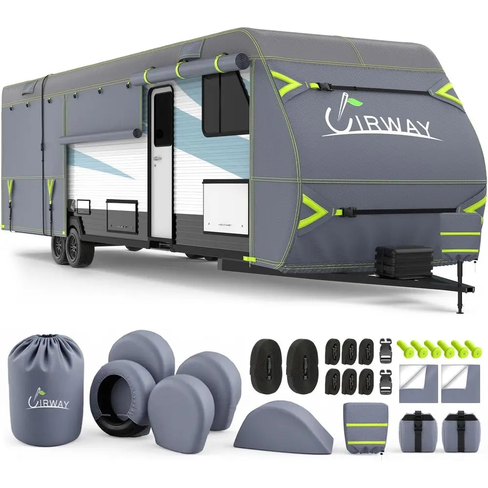 Oxford RV Cover Travel Trailer 27-30ft, Upgraded Waterproof Camper Cover for Toy Hauler, Windproof Rip-Stop Heavy Duty RV Winter