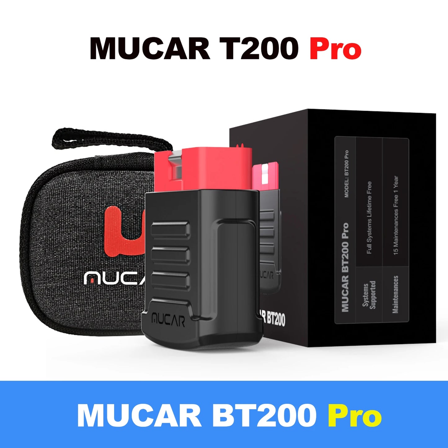 MUCAR BT200/BT200 Pro OBD2 Bluetooth Diagnostic Tool Full System Diagnose Oil SAS 15 Reset OBD 2 Scanner for All Car Code Reader