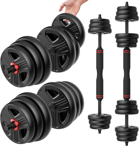 Adjustable Dumbbells Set 20-80lbs Free Weight with Connector, 2/3 in 1 for Barbell Kettlebells Home Gym Fitness Men Women