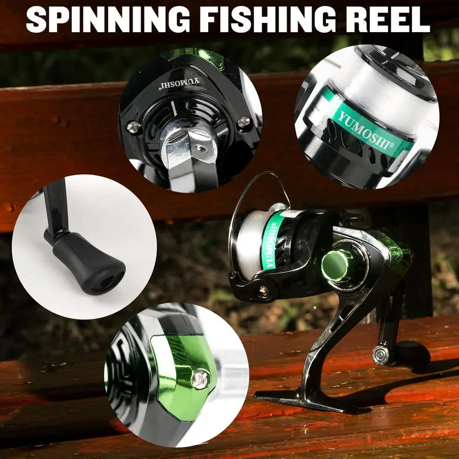 Fishing Pole Combo, 2PCS Portable ParentChild Travel Fishing Kit, 6.89FT 4.92FT Telescopic Fishing Rod Spinning Reel Spincast Re