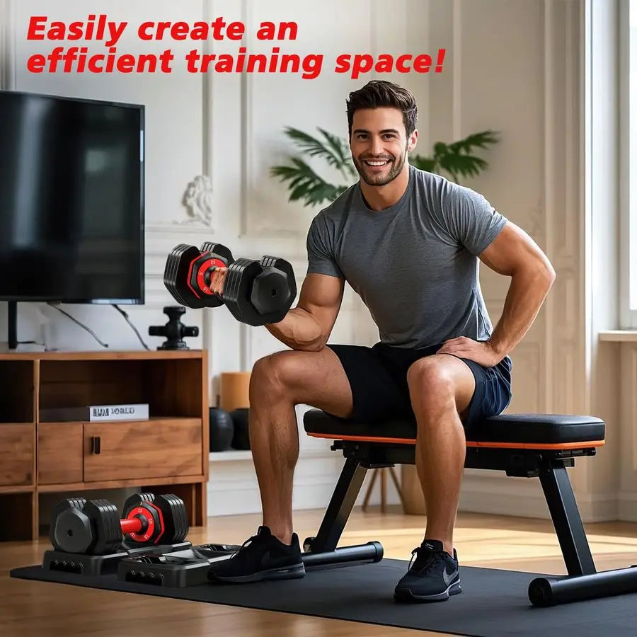 Adjustable Dumbbells Set of 2, 1 Hand Adjustable Weights Dumbbells Set, 5 in 1 10 in 1 Free Dumbbell with AntiSlip  Customizable