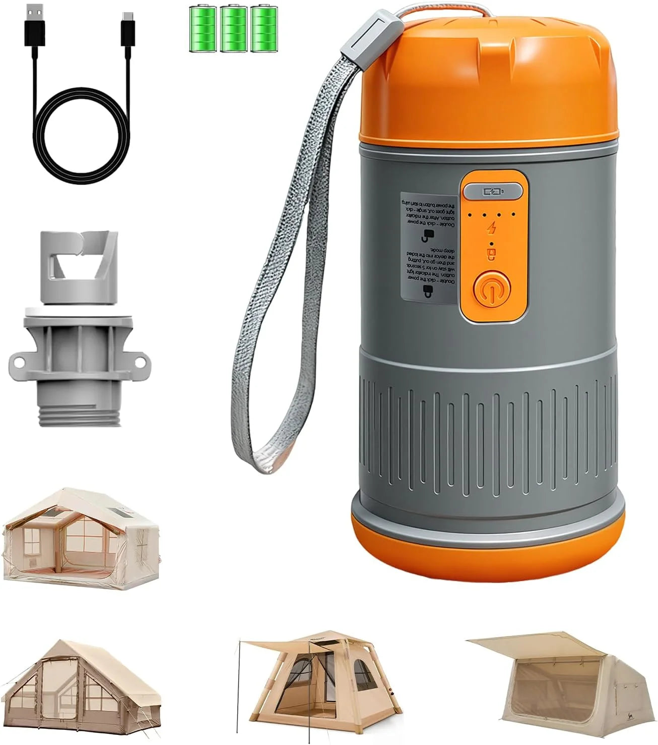 Portable High Pressure Electric Air Pump for Inflatable Tent with 2000 mAh Capacity,720g Small Air Pump for Outdoor Camping