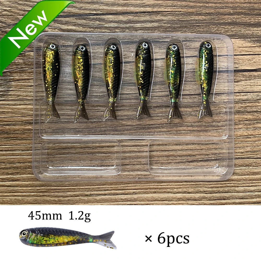 Soft Lures Kit 1.3g 5cm Tail Worm Spinner Jig Hook Crankbait Pesca Gear Tackle 6pcs Bait 10pcs Swimbait Carp Fishing Lure Set