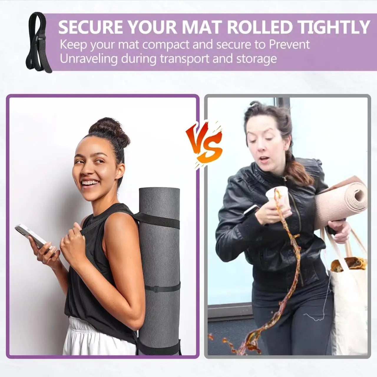 Adjustable Yoga Mat Carrier Strap, Thick Sling for Large Mats, Portable Stretching Band