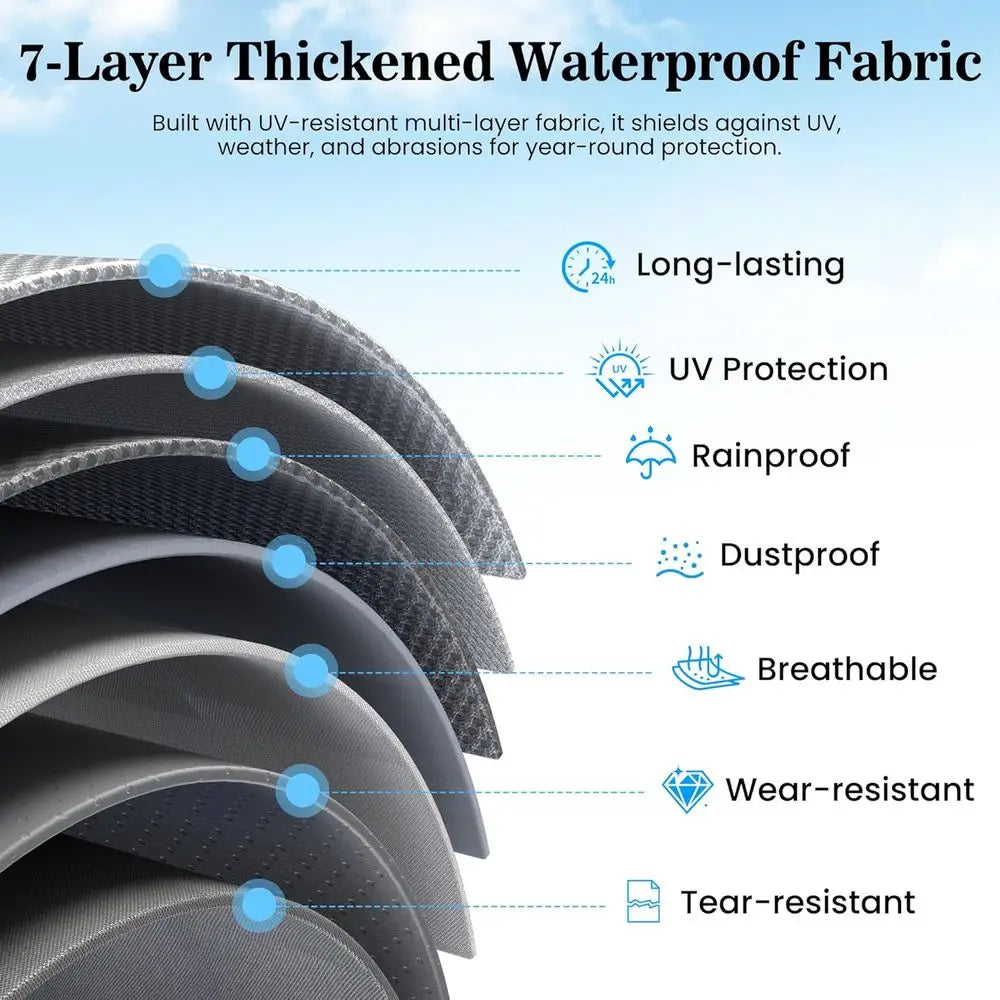 Layer Thickened RV Cover, 30-33ft Ultra Windproof & Tear Resistant Travel Trailer Cover, All-Weather Camper Cover with 6 Vents &