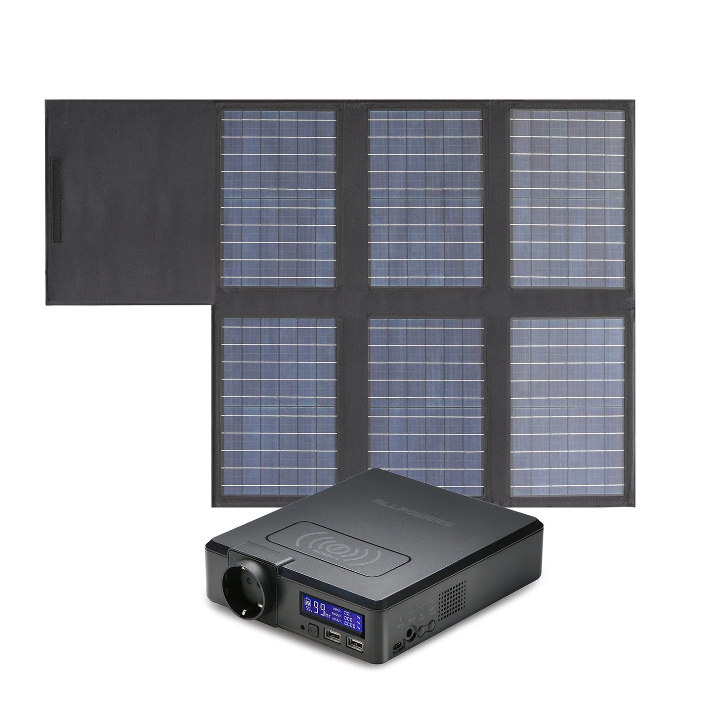 ALLPOWERS Solar Powerbank 41600mAh 200W Portable Powerstation with Solarpanel 60W，DC,USB,USB-C Output  for Camping Laptop Iphone