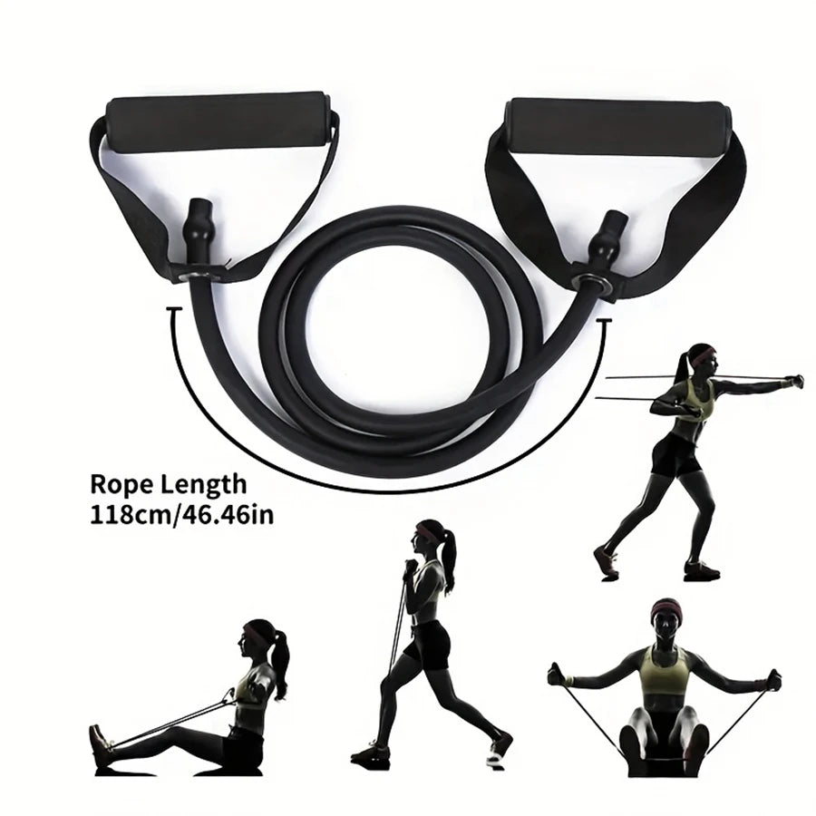 Resistance Bands Set with Handles, 4 Level Home Workout Bands for Strength Training, Yoga Pilates Fitness Exercise Bands