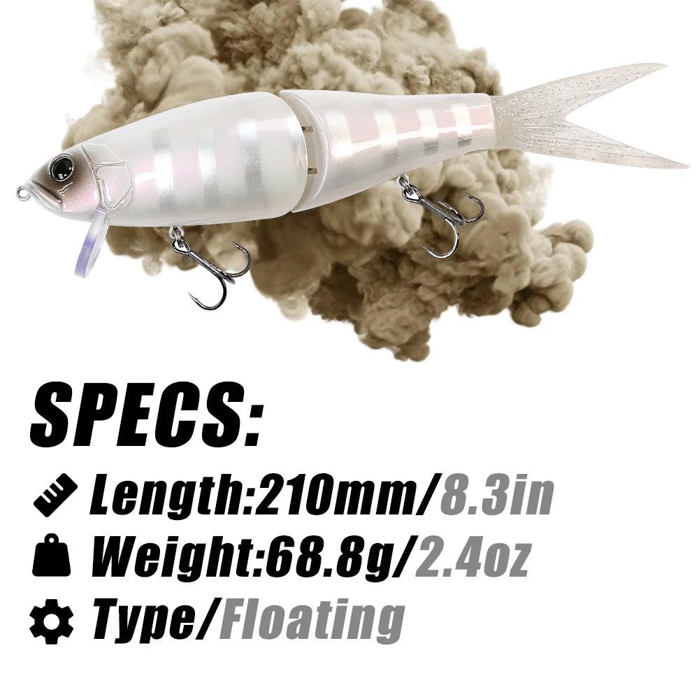 B&U RISER JACK 184mm 2.5OZ Fishing Lures joint body Glide Swimbaits Floating Topwater powerful S-shaped big Hard baits bass