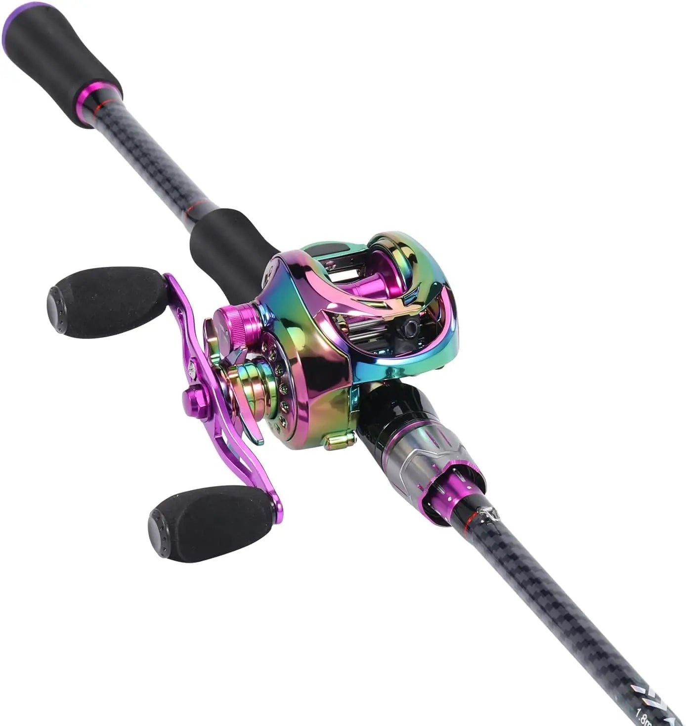 2-Piece Carbon & Glass Fiber Baitcasting Fishing Combo with Reel, 6'0" Rod for Casting