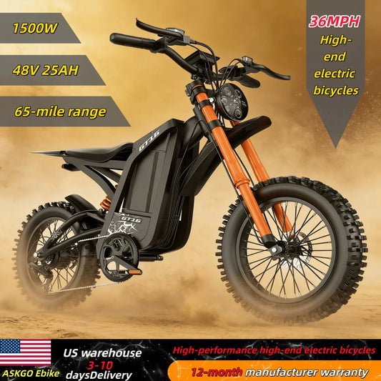 Electric bicycle, full suspension, 48V 25AH, 1500W, 36MPH, 65-mile range, high-end,  LCD screen, all-terrain, US warehouse