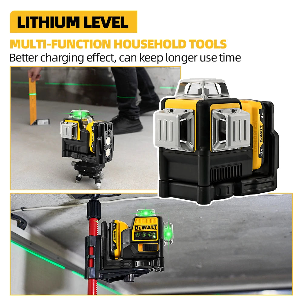 DEWALT Electric Tools DW089LG 12V Li ion Battery Powered Self Levelling Green Beam Laser. 12 Lines in 3x360° Ultimate Precision