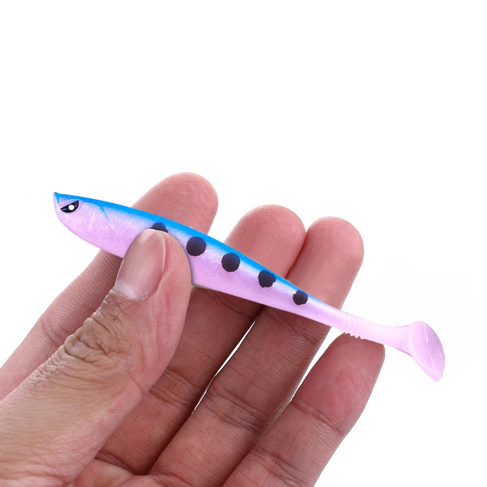 6Pcs Artificial Soft Bait 9cm Fishing Lure Minnow Multifunctional Fishing Bass Carp Lure for Saltwater Freshwater