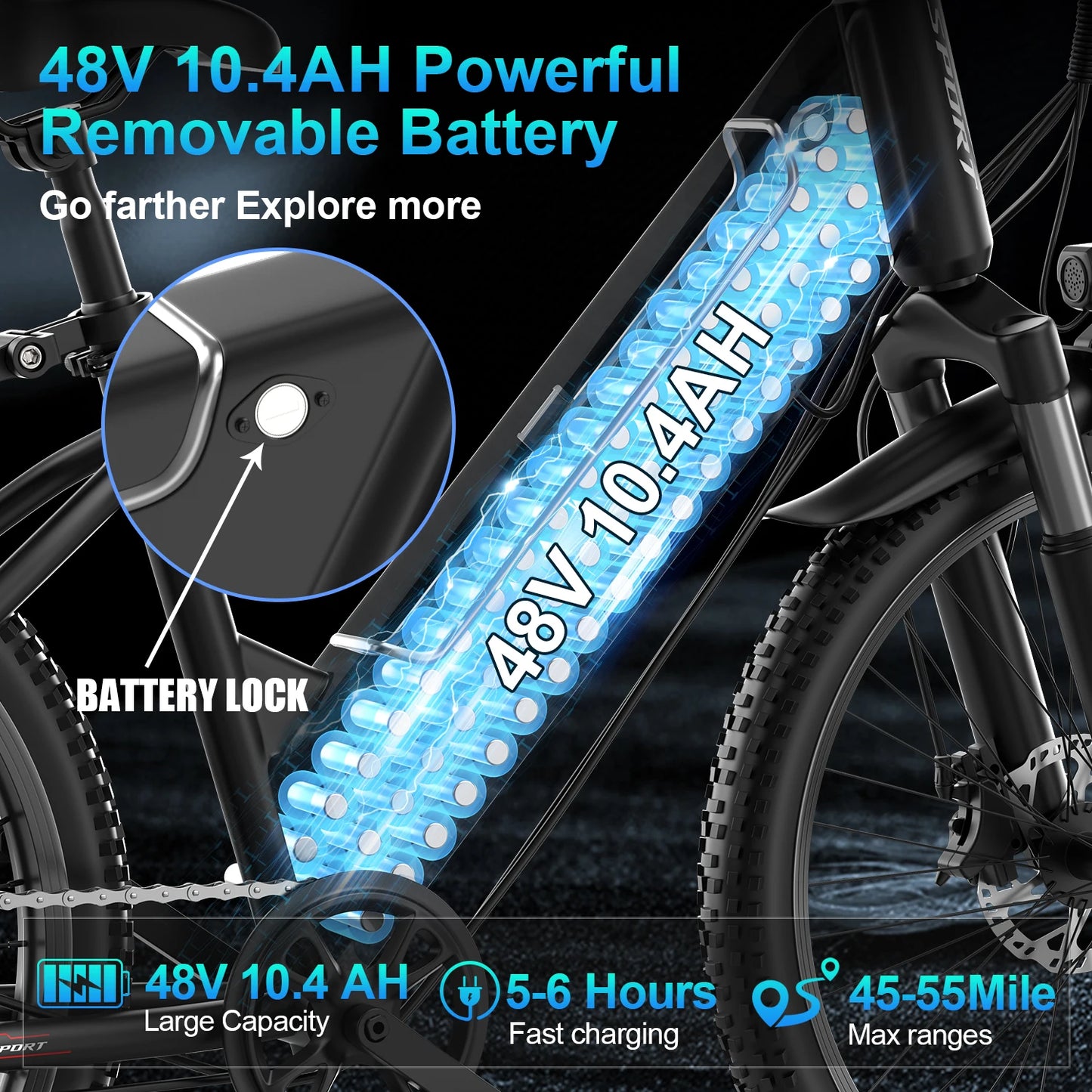 ASKGO F26 electric bicycle, 48V 10.4AH, 750W, 55-mile range, seven-speed, high-end front and rear disc brakes, US warehouse.