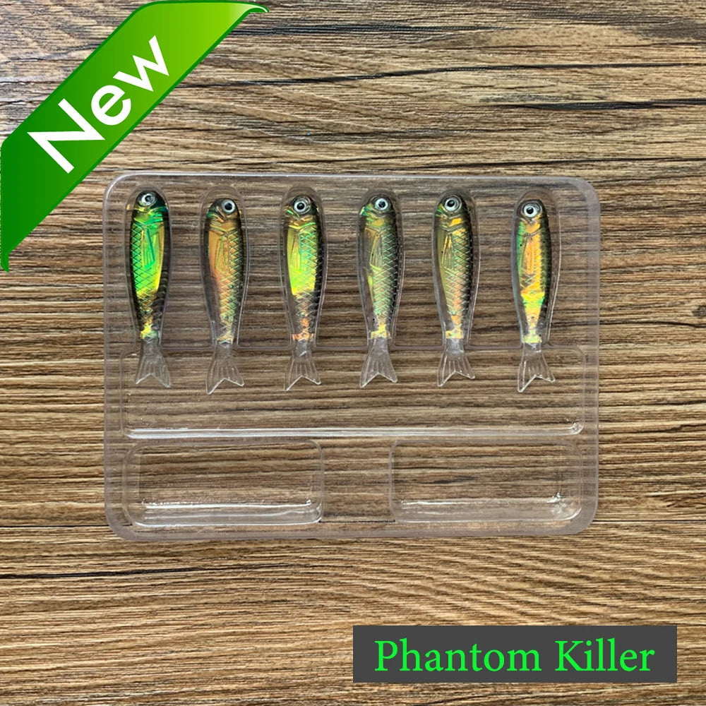 Soft Lures Kit 1.3g 5cm Tail Worm Spinner Jig Hook Crankbait Pesca Gear Tackle 6pcs Bait 10pcs Swimbait Carp Fishing Lure Set