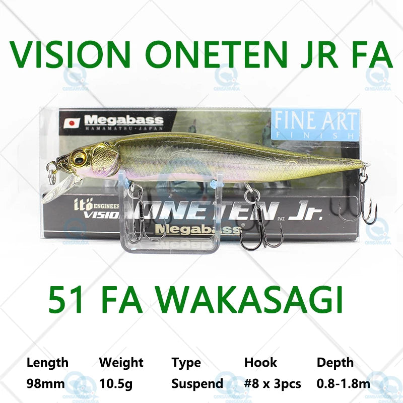 JAPAN Megabass VISION ONETEN Jr. 98mm 10.5g Suspend BASS Fishing LURE Bait MINNOW Jerkbait Dynamic Saltwater Sea Tackle Magnetic