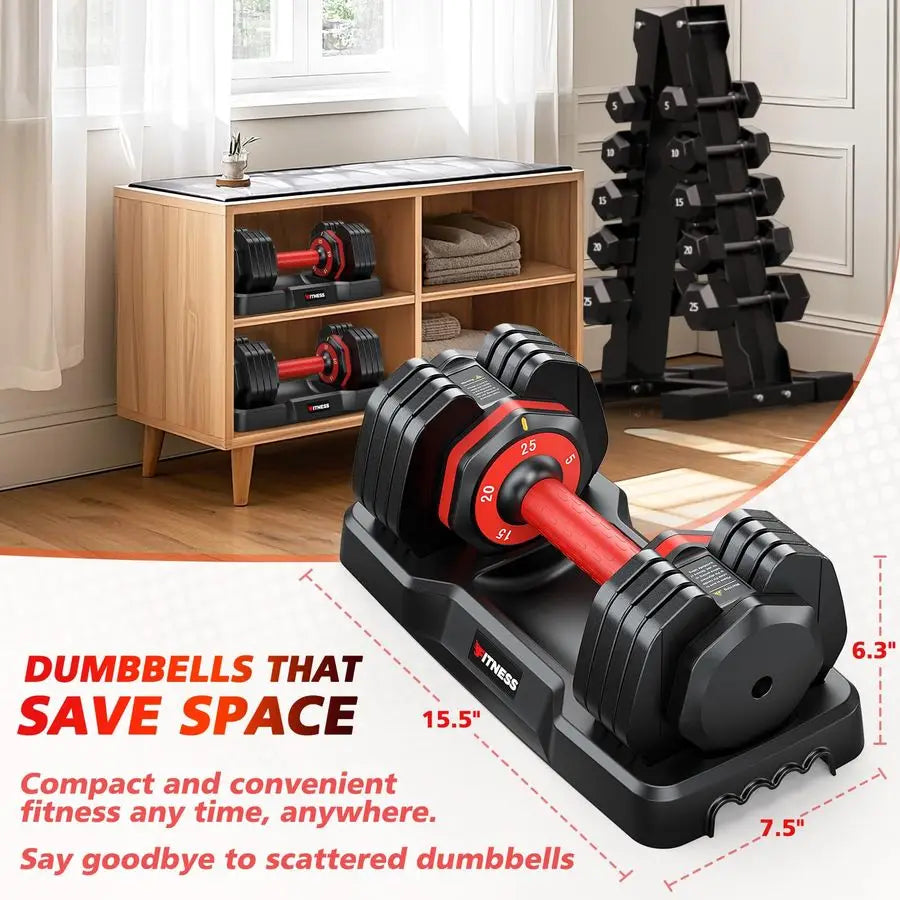Adjustable Dumbbells Set of 2, 1 Hand Adjustable Weights Dumbbells Set, 5 in 1 10 in 1 Free Dumbbell with AntiSlip  Customizable