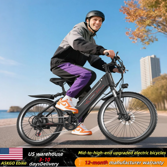 ASKGO F26 electric bicycle, 48V 10.4AH, 750W, 55-mile range, seven-speed, high-end front and rear disc brakes, US warehouse.